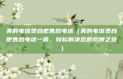 美的电饭煲合肥售后电话(美的电饭煲合肥售后电话一览,轻松解决您的后顾之忧)