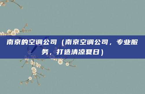 南京的空调公司(南京空调公司,专业服务,打造清凉夏日)