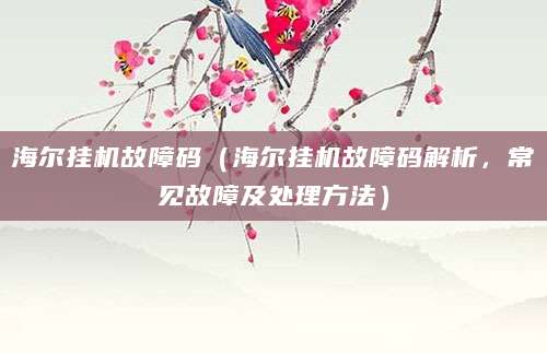 海尔挂机故障码(海尔挂机故障码解析,常见故障及处理方法)