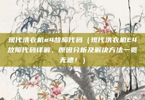 现代洗衣机e4故障代码（现代洗衣机E4故障代码详解，原因分析及解决方法一览无遗！）