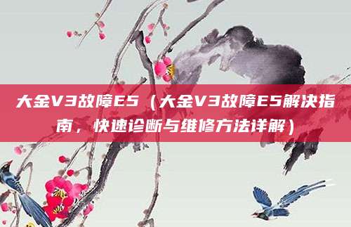 大金V3故障E5（大金V3故障E5解决指南，快速诊断与维修方法详解）
