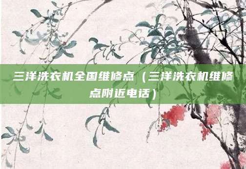 三洋洗衣机全国维修点（三洋洗衣机维修点附近电话）