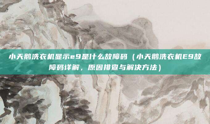 小天鹅洗衣机显示e9是什么故障码（小天鹅洗衣机E9故障码详解，原因排查与解决方法）