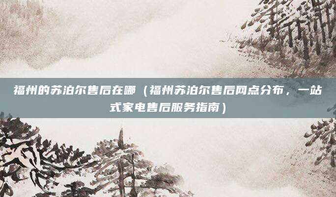 福州的苏泊尔售后在哪（福州苏泊尔售后网点分布，一站式家电售后服务指南）