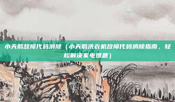 小天鹅故障代码消除（小天鹅洗衣机故障代码消除指南，轻松解决家电难题）