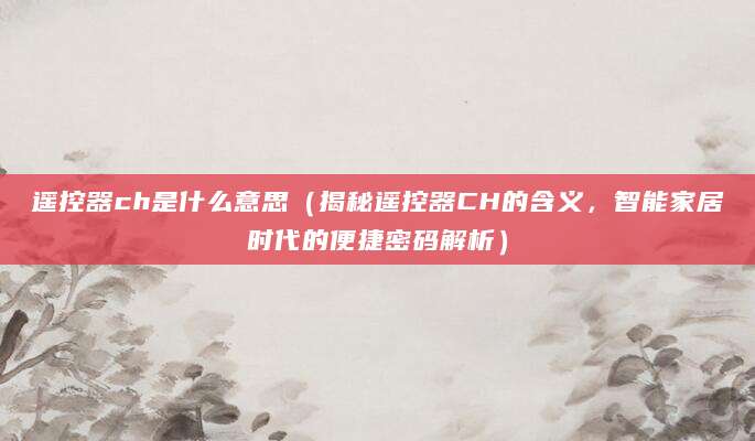 遥控器ch是什么意思(揭秘遥控器CH的含义,智能家居时代的便捷密码解析)