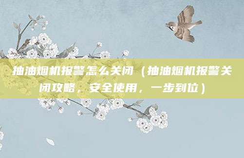 抽油烟机报警怎么关闭(抽油烟机报警关闭攻略,安全使用,一步到位)