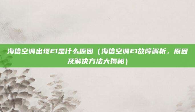海信空调出现E1是什么原因（海信空调E1故障解析，原因及解决方法大揭秘）