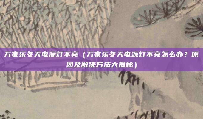 万家乐冬天电源灯不亮（万家乐冬天电源灯不亮怎么办？原因及解决方法大揭秘）