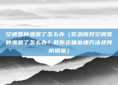 空调雪种泄露了怎么办(紧急应对空调雪种泄露了怎么办?教你正确处理方法及预防措施)