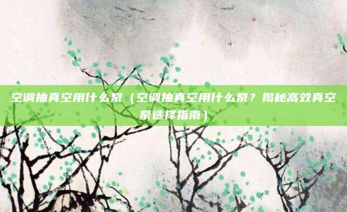 空调抽真空用什么泵(空调抽真空用什么泵?揭秘高效真空泵选择指南)