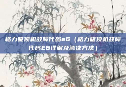 格力吸顶机故障代码e6(格力吸顶机故障代码E6详解及解决方法)