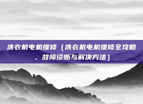 洗衣机电机维修（洗衣机电机维修全攻略，故障诊断与解决方法）