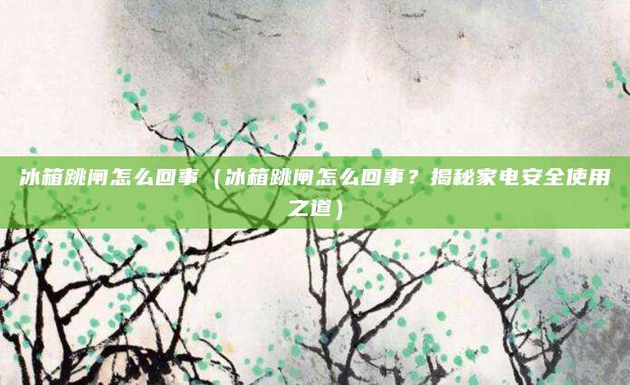 冰箱跳闸怎么回事(冰箱跳闸怎么回事?揭秘家电安全使用之道)