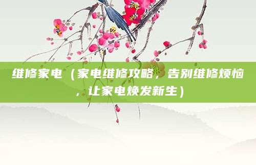 维修家电（家电维修攻略，告别维修烦恼，让家电焕发新生）