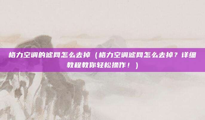 格力空调的滤网怎么去掉(格力空调滤网怎么去掉?详细教程教你轻松操作!)