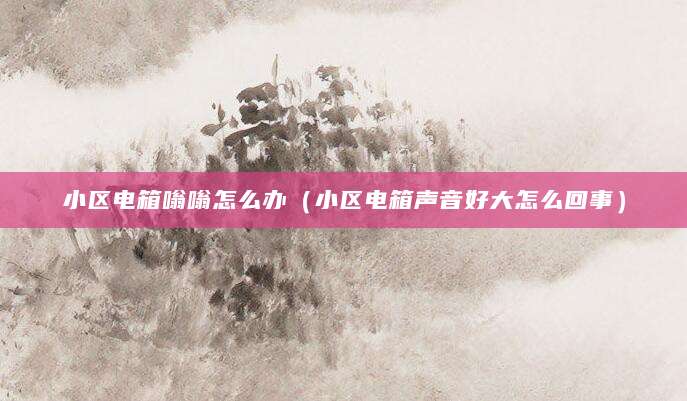 小区电箱嗡嗡怎么办（小区电箱声音好大怎么回事）