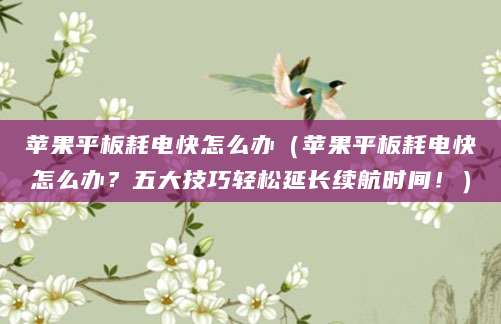 苹果平板耗电快怎么办（苹果平板耗电快怎么办？五大技巧轻松延长续航时间！）