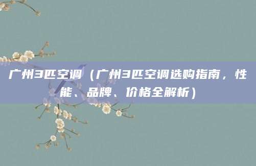 广州3匹空调(广州3匹空调选购指南,性能、品牌、价格全解析)