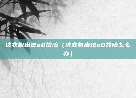 洗衣机出现e0故障（洗衣机出现e0故障怎么办）