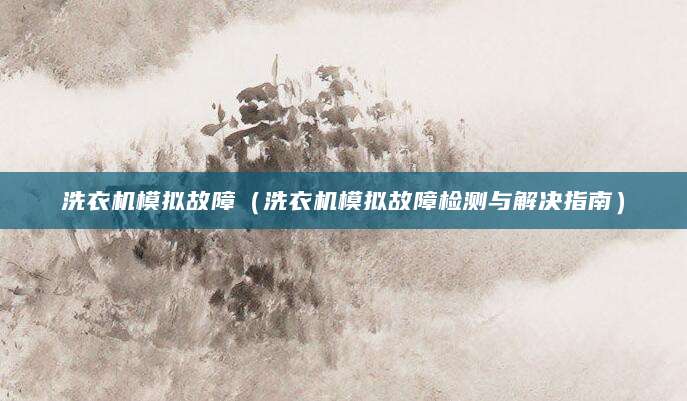 洗衣机模拟故障（洗衣机模拟故障检测与解决指南）