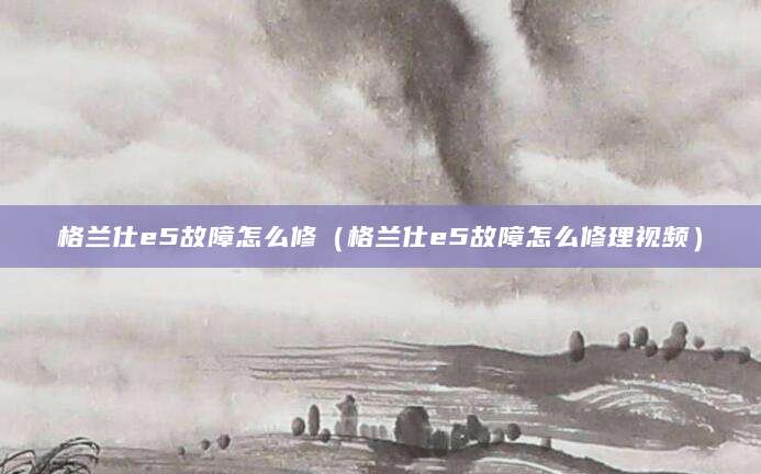 格兰仕e5故障怎么修(格兰仕e5故障怎么修理视频)