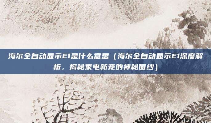 海尔全自动显示E1是什么意思(海尔全自动显示E1深度解析,揭秘家电新宠的神秘面纱)