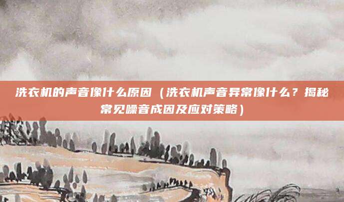 洗衣机的声音像什么原因(洗衣机声音异常像什么?揭秘常见噪音成因及应对策略)