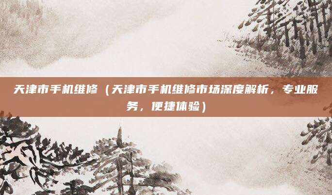 天津市手机维修（天津市手机维修市场深度解析，专业服务，便捷体验）