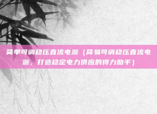 简单可调稳压直流电源（简易可调稳压直流电源，打造稳定电力供应的得力助手）