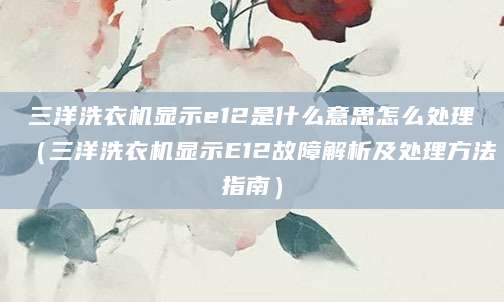 三洋洗衣机显示e12是什么意思怎么处理(三洋洗衣机显示E12故障解析及处理方法指南)