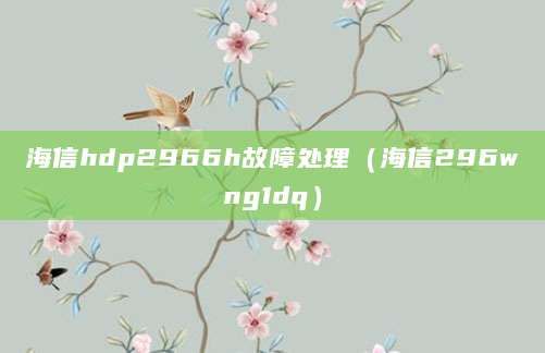 海信hdp2966h故障处理（海信296wng1dq）