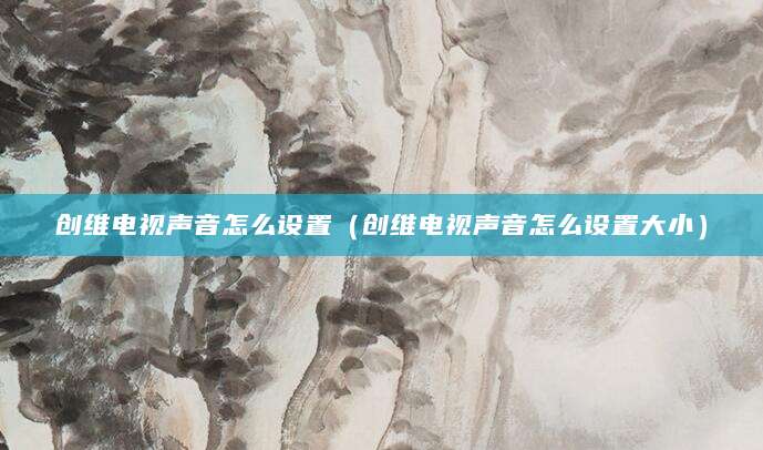 创维电视声音怎么设置(创维电视声音怎么设置大小)