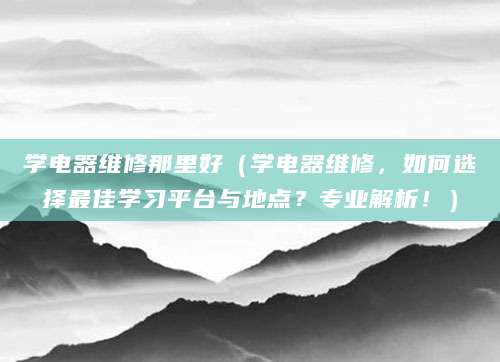 学电器维修那里好（学电器维修，如何选择最佳学习平台与地点？专业解析！）