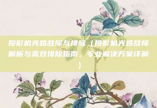投影机光路故障与排除(投影机光路故障解析与高效排除指南,专业解决方案详解)