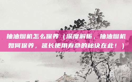 抽油烟机怎么保养（深度解析，抽油烟机如何保养，延长使用寿命的秘诀在此！）