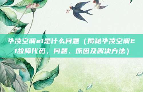 华凌空调e1是什么问题（揭秘华凌空调E1故障代码，问题、原因及解决方法）
